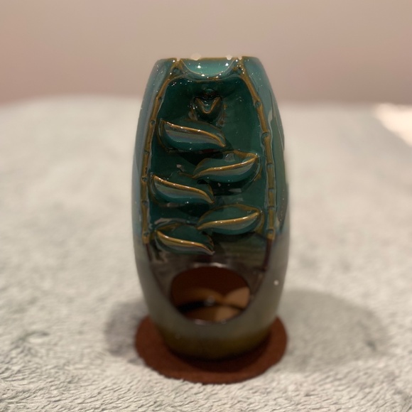 9" Ceramic Backflow Incense Burner – Turquoise & Brown Waterfall Holder + Incens - Picture 6 of 10